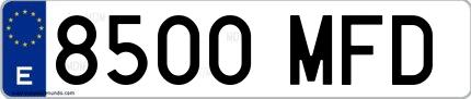 Ejemplo de matrícula española 8500 MFD