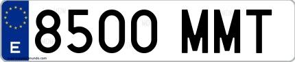Ejemplo de matrícula española 8500 MMT
