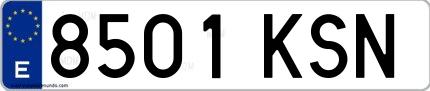 Ejemplo de matrícula española 8501 KSN