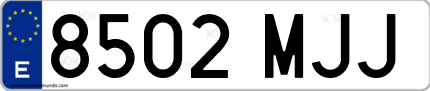Ejemplo de matrícula de coche ordinaria 8502 MJJ
