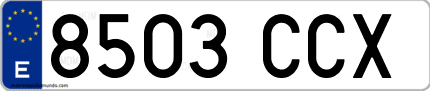 Ejemplo de matrícula de coche ordinaria 8503 CCX