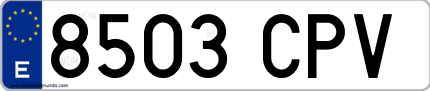 Ejemplo de matrícula de coche ordinaria 8503 CPV
