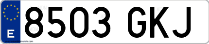 Ejemplo de matrícula de coche ordinaria 8503 GKJ