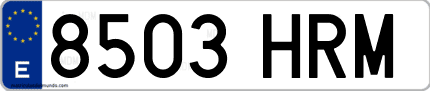 Ejemplo de matrícula de coche ordinaria 8503 HRM