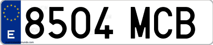 Ejemplo de matrícula de coche ordinaria 8504 MCB
