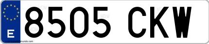 Ejemplo de matrícula española 8505 CKW