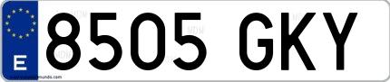 Ejemplo de matrícula española 8505 GKY