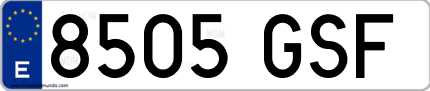 Ejemplo de matrícula de coche ordinaria 8505 GSF