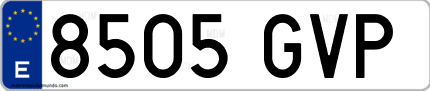 Ejemplo de matrícula de coche ordinaria 8505 GVP