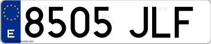 Ejemplo de matrícula de coche ordinaria 8505 JLF
