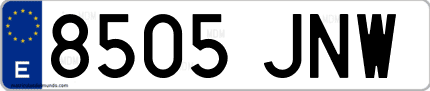 Ejemplo de matrícula de coche ordinaria 8505 JNW