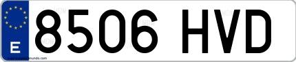 Ejemplo de matrícula española 8506 HVD