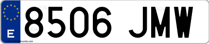 Ejemplo de matrícula de coche ordinaria 8506 JMW