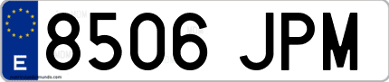 Ejemplo de matrícula de coche ordinaria 8506 JPM