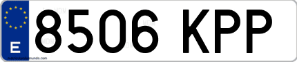 Ejemplo de matrícula de coche ordinaria 8506 KPP