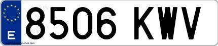 Ejemplo de matrícula española 8506 KWV