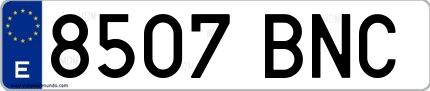 Ejemplo de matrícula española 8507 BNC