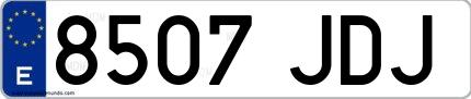 Ejemplo de matrícula española 8507 JDJ