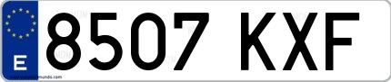 Ejemplo de matrícula española 8507 KXF