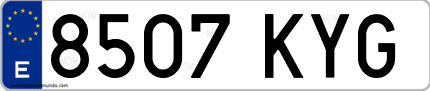 Ejemplo de matrícula de coche ordinaria 8507 KYG