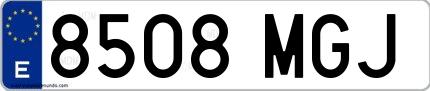 Ejemplo de matrícula española 8508 MGJ