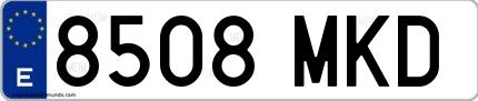 Ejemplo de matrícula española 8508 MKD