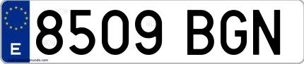Ejemplo de matrícula española 8509 BGN
