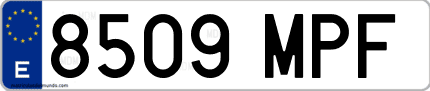 Ejemplo de matrícula de coche ordinaria 8509 MPF