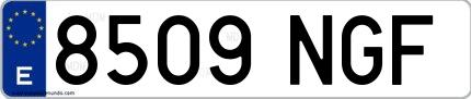Ejemplo de matrícula española 8509 NGF