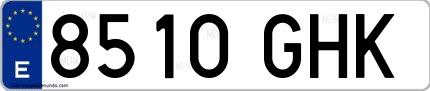 Ejemplo de matrícula española 8510 GHK