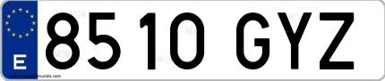 Ejemplo de matrícula española 8510 GYZ