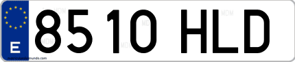 Ejemplo de matrícula de coche ordinaria 8510 HLD
