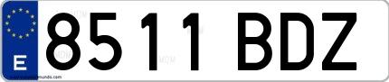 Ejemplo de matrícula española 8511 BDZ