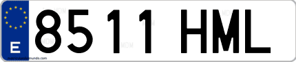 Ejemplo de matrícula de coche ordinaria 8511 HML