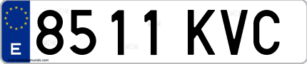 Ejemplo de matrícula de coche ordinaria 8511 KVC