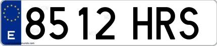 Ejemplo de matrícula española 8512 HRS