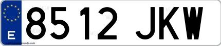 Ejemplo de matrícula española 8512 JKW