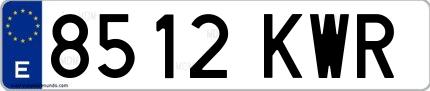 Ejemplo de matrícula española 8512 KWR
