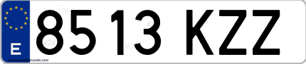Ejemplo de matrícula de coche ordinaria 8513 KZZ