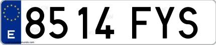 Ejemplo de matrícula española 8514 FYS