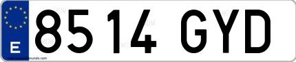 Ejemplo de matrícula española 8514 GYD