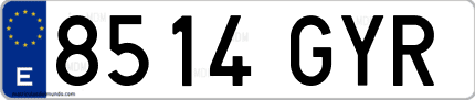 Ejemplo de matrícula de coche ordinaria 8514 GYR