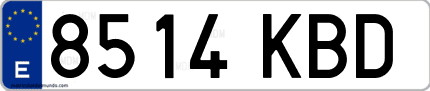 Ejemplo de matrícula de coche ordinaria 8514 KBD