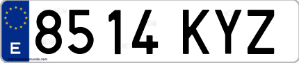 Ejemplo de matrícula de coche ordinaria 8514 KYZ