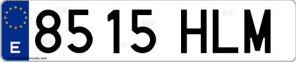 Ejemplo de matrícula de coche ordinaria 8515 HLM