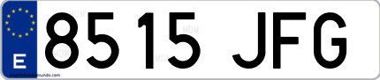 Ejemplo de matrícula de coche ordinaria 8515 JFG