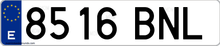 Ejemplo de matrícula de coche ordinaria 8516 BNL