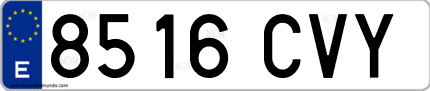 Ejemplo de matrícula de coche ordinaria 8516 CVY