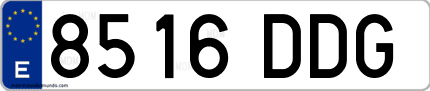 Ejemplo de matrícula de coche ordinaria 8516 DDG