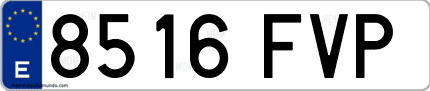Ejemplo de matrícula de coche ordinaria 8516 FVP